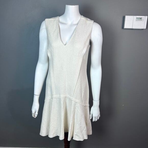 Ann Taylor dress size 4 felt boucle wool cream drop waist school girl minimalist - Picture 1 of 13